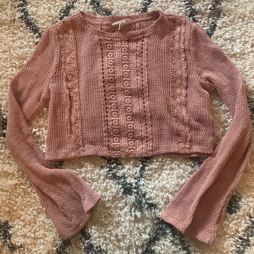 Blush pink Forever 21 crochet crop top